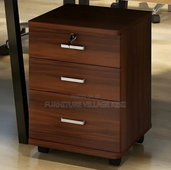 3-Drawer Compact Walnut Storage Cabinet - 1