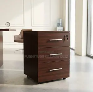 3-Drawer Compact Walnut Storage Cabinet
