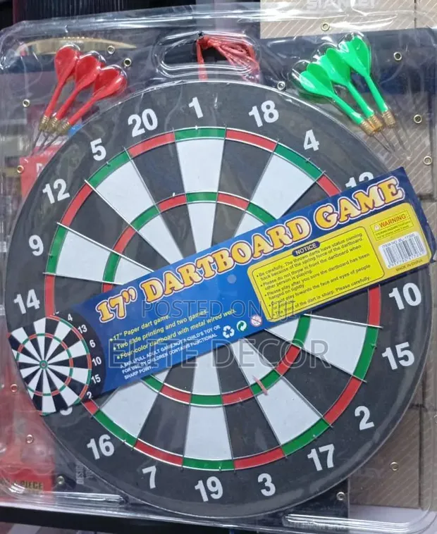 17-Inch Double-Sided Dart Board Set with 6 Darts - 1