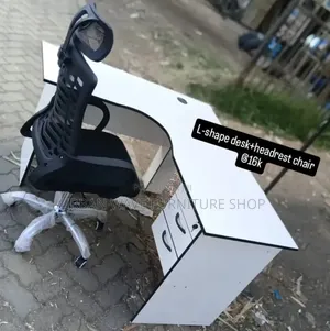L-Shaped Corner Desk with Headrest