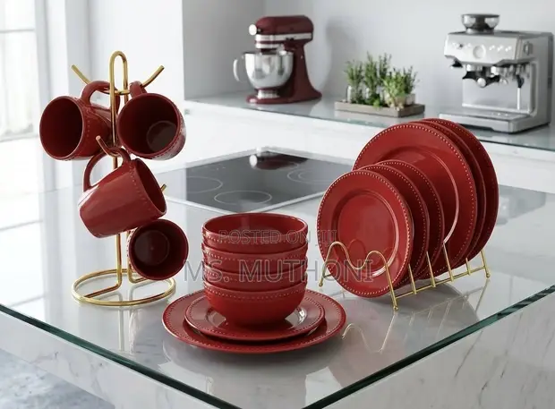 HomeVss Pearl Dots 16-Piece Stoneware Dinner Set - 1