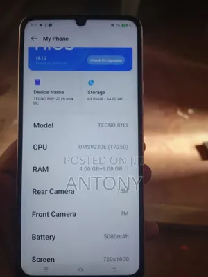 Tecno Pop 20 64GB Nyeupe