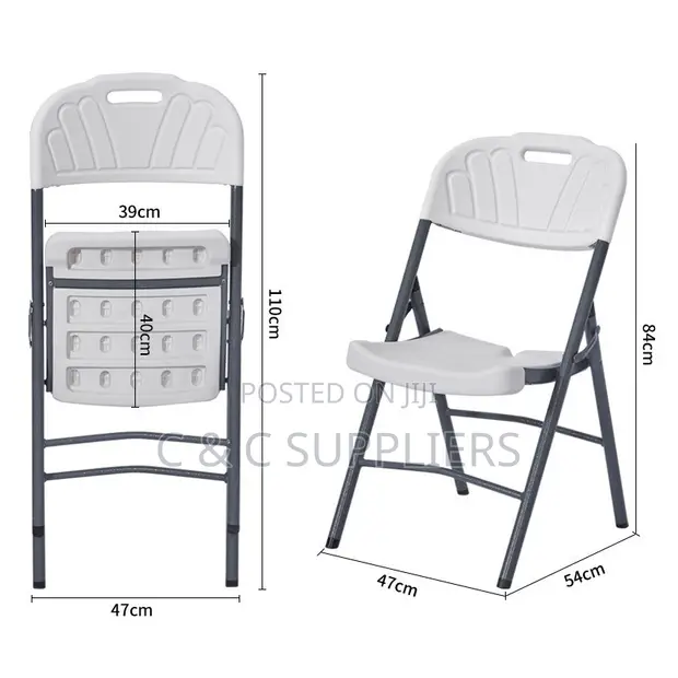 White Folding Plastic Computer Chair - 1