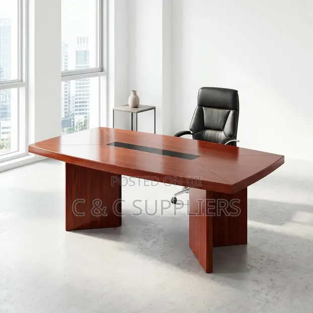Meza ya Mkutano ya Mahogany 2.4m - 1