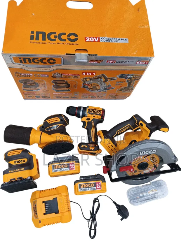 INGCO 20V 4-Piece Cordless Combo Kit - 1