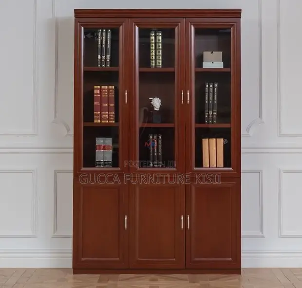 3-Door Mahogany Storage Cabinet - 1