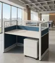 One User Blue Office Workstation with Pedestal - 4