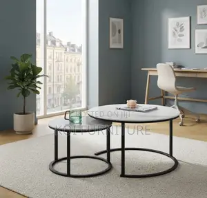 Dual Round Marble Coffee Table - Home Office
