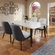 Dining Set ya Viti Vinne na Viti vya Ngozi Visivyo na Mikono - 5