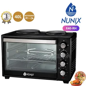 Nunix 40L Electric Rotisserie Oven with Double Hot Plate