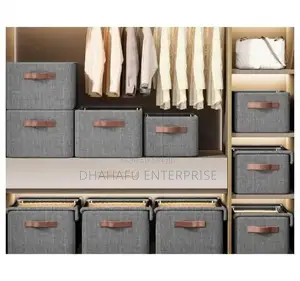 Foldable Closet Organizer Box with Clear Lid - Large Grey
