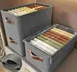 Foldable Closet Organizer Box with Clear Lid - Large Grey - 2