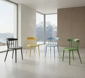 Plastic Armless Outdoor Dining Chairs (Brown)