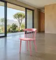 Plastic Armless Outdoor Dining Chairs (Brown) - 4