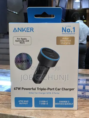 Anker 67W Chaja ya Gari yenye Porti Tatu (2 USB-C, 1 USB-A)