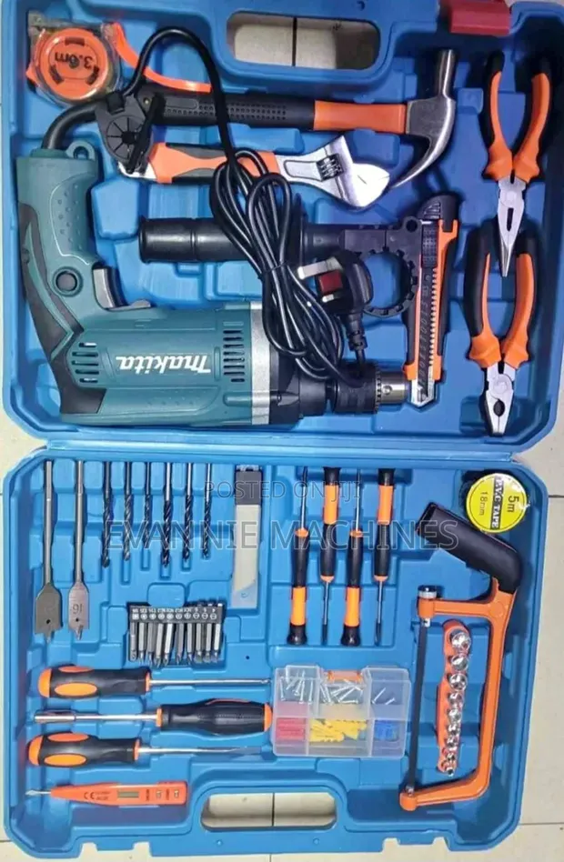 Brand New Corded Makita Impact Drill & 117-Piece Tool Set - 1