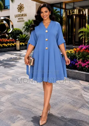Light Blue Elegant Curve Dress