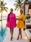 Long Sleeve Tiered Ruffle Mini Dress yenye Pearl Mock Neck - 2