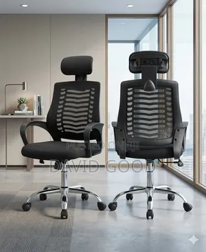 Kiti cha Ofisi chenye Headrest cha Ergonomic - Nyeusi