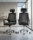 Kiti cha Ofisi chenye Headrest cha Ergonomic - Nyeusi - 1