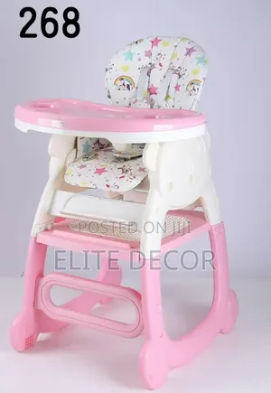 Kiti cha Kulishia cha Mtoto cha 4-in-1 - Pink Nyeupe
