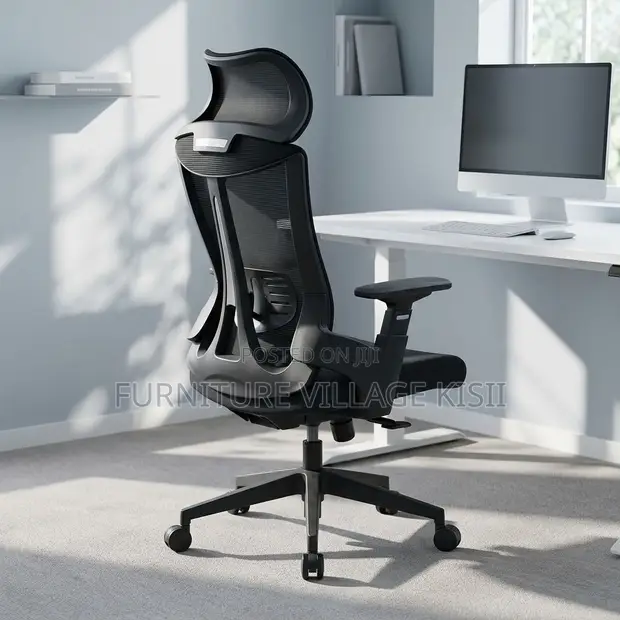 Kiti cha Ofisi cha Ergonomic chenye Mzunguko - Nyeusi - 1