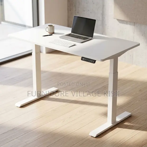 Height Adjustable Electric Desk - White - 1