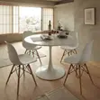 Eames Style Dining Set Nyeupe ya Mviringo - 3