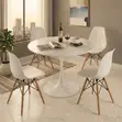 Eames Style Dining Set Nyeupe ya Mviringo - 4