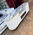 6ft Oval TV Stand na Kuni na Marumaru Safi - 1