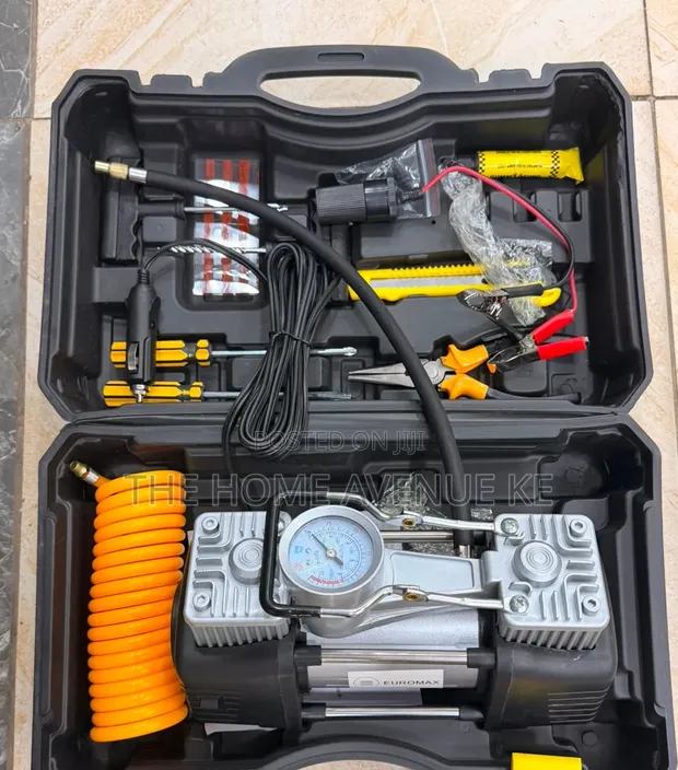 Compressor ya Hewa Portable 2-Cylinder Mpya na Zana - 1