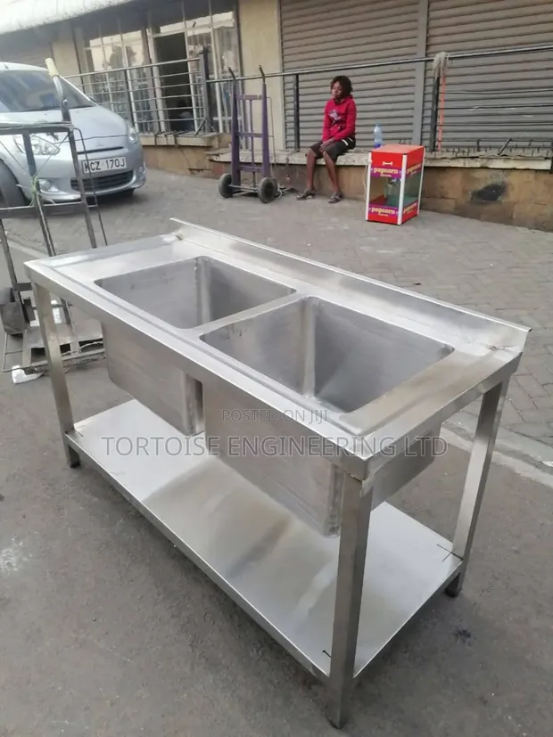 Sink Mbili za Biashara - Chuma cha Kutusteri (1200x600x850mm) - 1