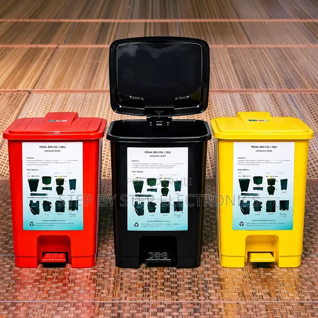 30L Hard Plastic Waste Garbage Pedal Bin - 1