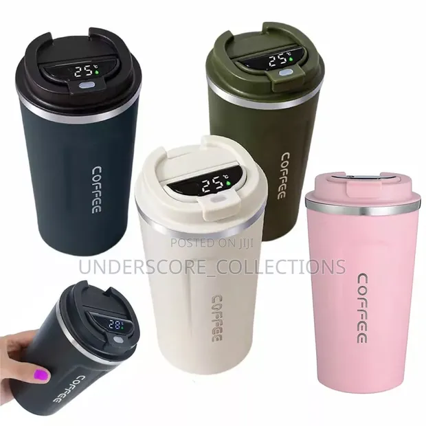 Digital Stainless Steel Coffee Mug with LED Temperature Display - 1