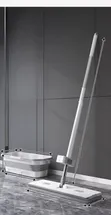 Bucket Mop Flat Mop ya Nyumbani na Bucket ya Kunyosha Mikono - 4