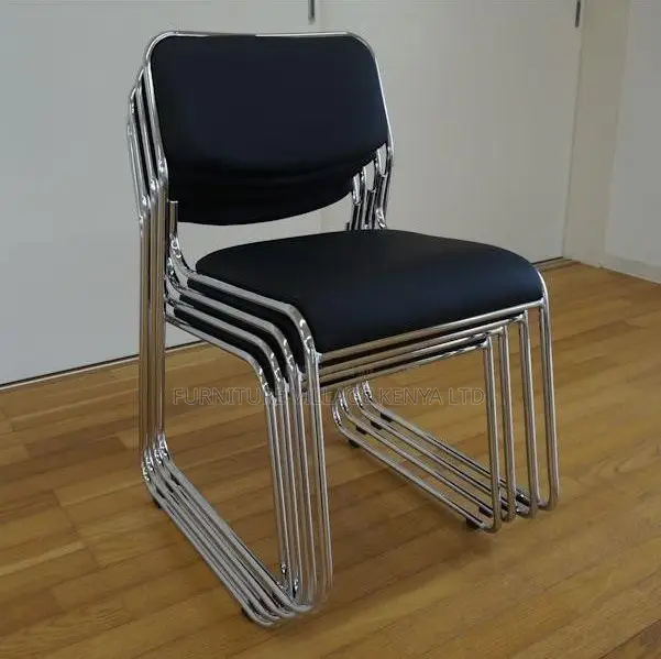 Catalina Visitor's Chair - Leather, Armless, Chrome Frame - 1
