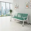 Blue Leather Three-Seater Reception Bench - 2
