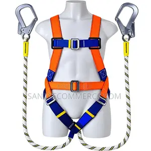 Full-Body Fall Arrest Safety Harness yenye Lanyard ya Double Hook