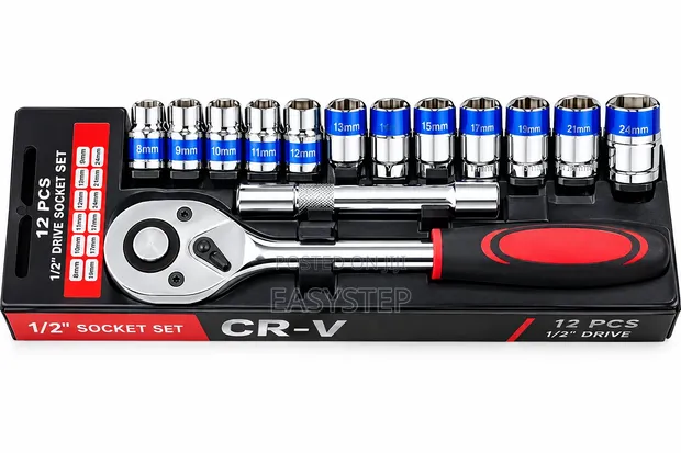 12-Piece Chrome Vanadium Socket Wrench Set - 1