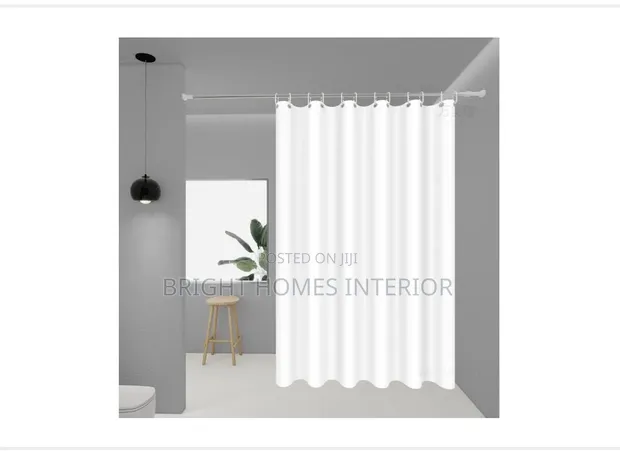 White and Cream Plain Color Shower Curtain - 1