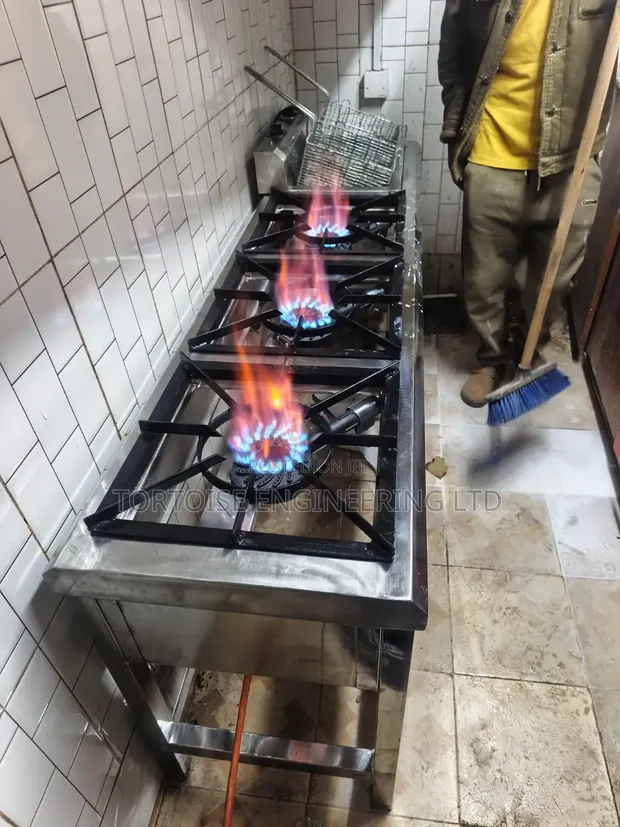 Commercial 3 Burner Gas Cooker - Stainless Steel - 1