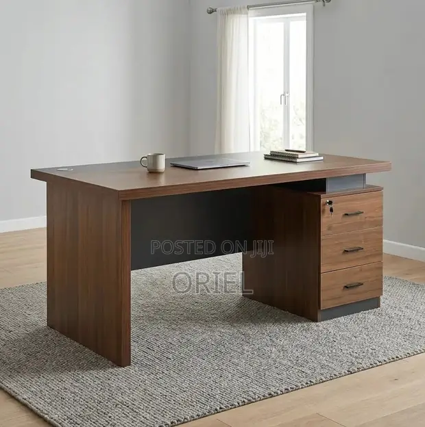 Executive Office Desk with Drawers - Brown - 1