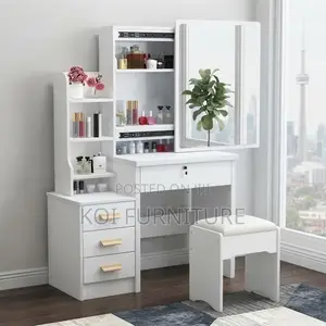 Dressing Room Vanity Set with Makeup Drawer - White