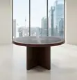 Meza ya Mkutano ya Mbao ya Mahogany ya Round 120cm - 1