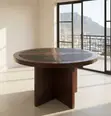 Meza ya Mkutano ya Mbao ya Mahogany ya Round 120cm - 4