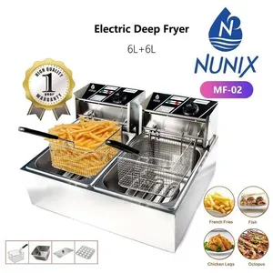 Nunix Double Tank 6+6LT Chuma cha Kutengenezea Frying ya Deep