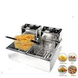 Nunix Double Tank 6+6LT Stainless Steel Deep Fryer - 2