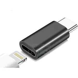 Female Lightning to Male USB-C OTG Adapter - Black