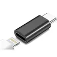 Female Lightning to Male USB-C OTG Adapter - Black - 1