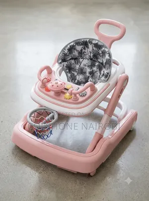 3-in-1 Foldable Baby Walker na Mpira wa Kikapu na Trei ya Muziki